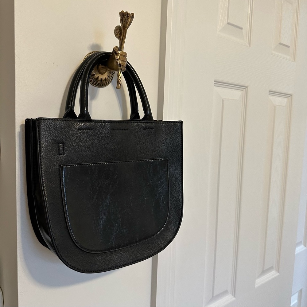 Anthropologie Black Faux Leather Bag